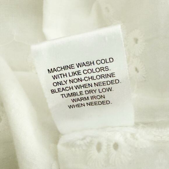 AQUA x BLOOMINGDALE'S | Ruffle Eyelet Collar Flutter Sleeve White Cotton | Large - Picture 11 of 11